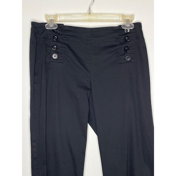Sandro Petite Womens Wide Leg Black Sailor Button Pants Cotton Blend‎ Size 8P - Picture 3 of 6